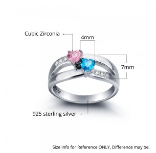 Birthstone Ring, Sterling Silver Personalized Engravable Ring JEWJORI102000